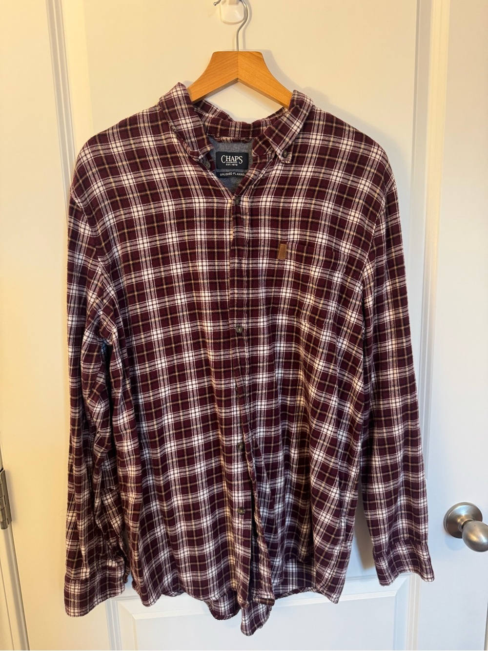 Chaps bundle of 2 Men's Maroon and White & maroon Plaid Button-Down Shirts